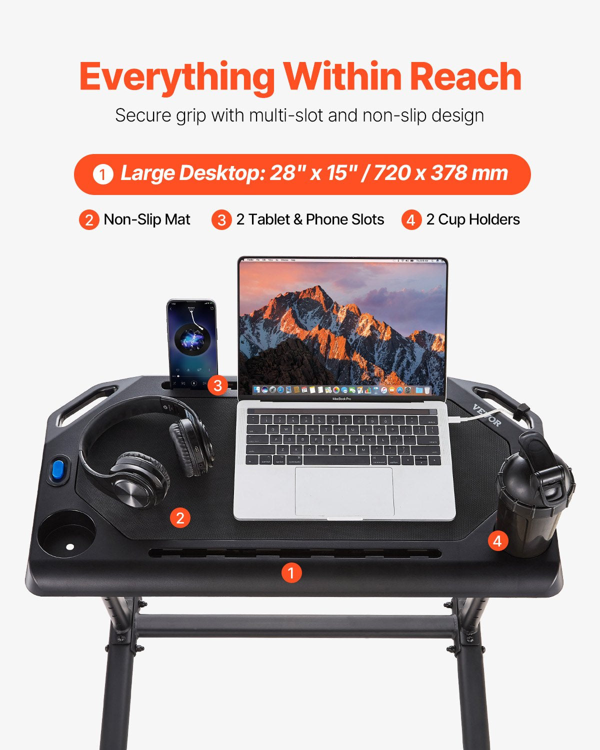 Mobile Cycling Desk Foldable Bike Trainer Fitness Desk with Lockable Wheel - Image 3