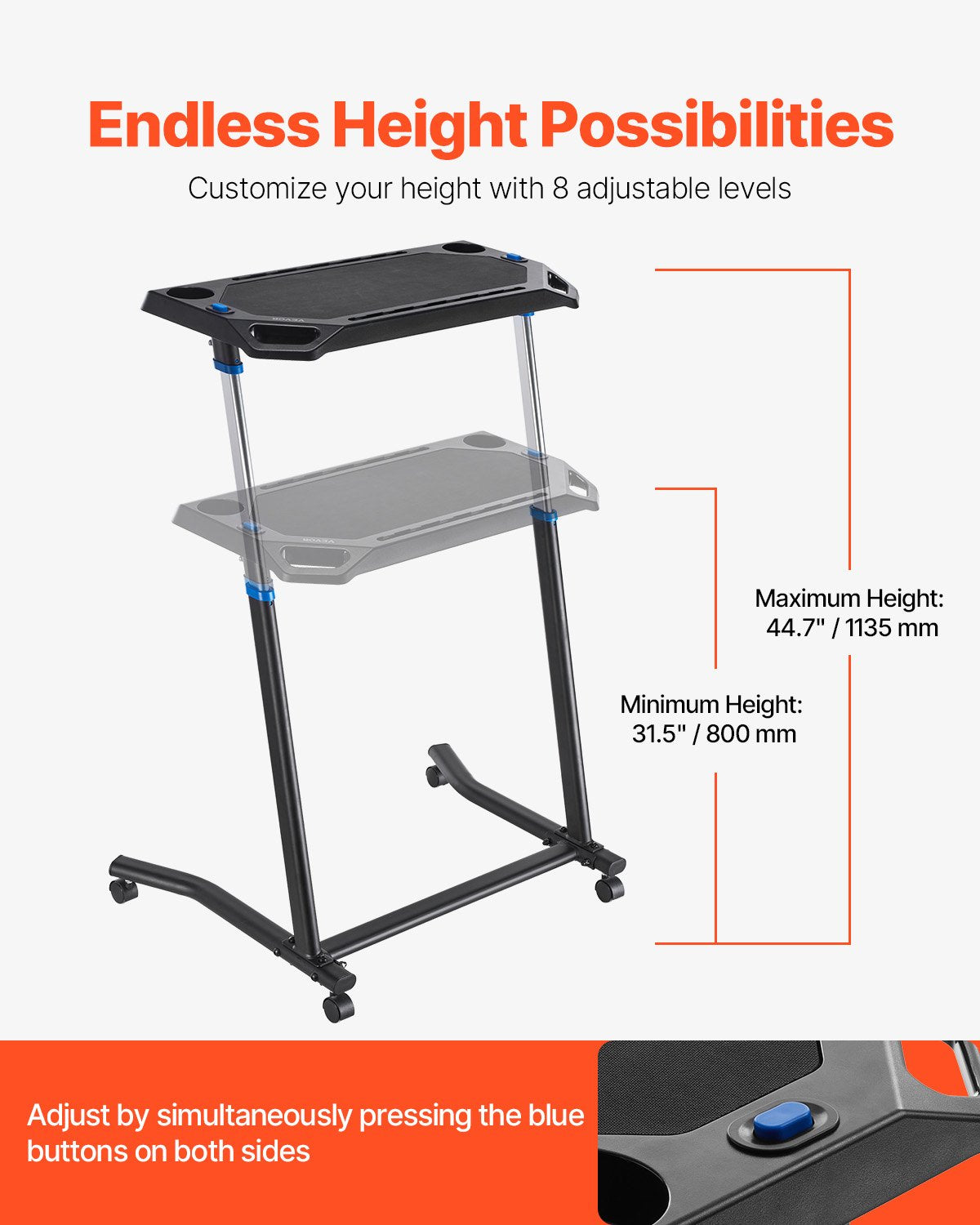 Mobile Cycling Desk Foldable Bike Trainer Fitness Desk with Lockable Wheel - Image 4