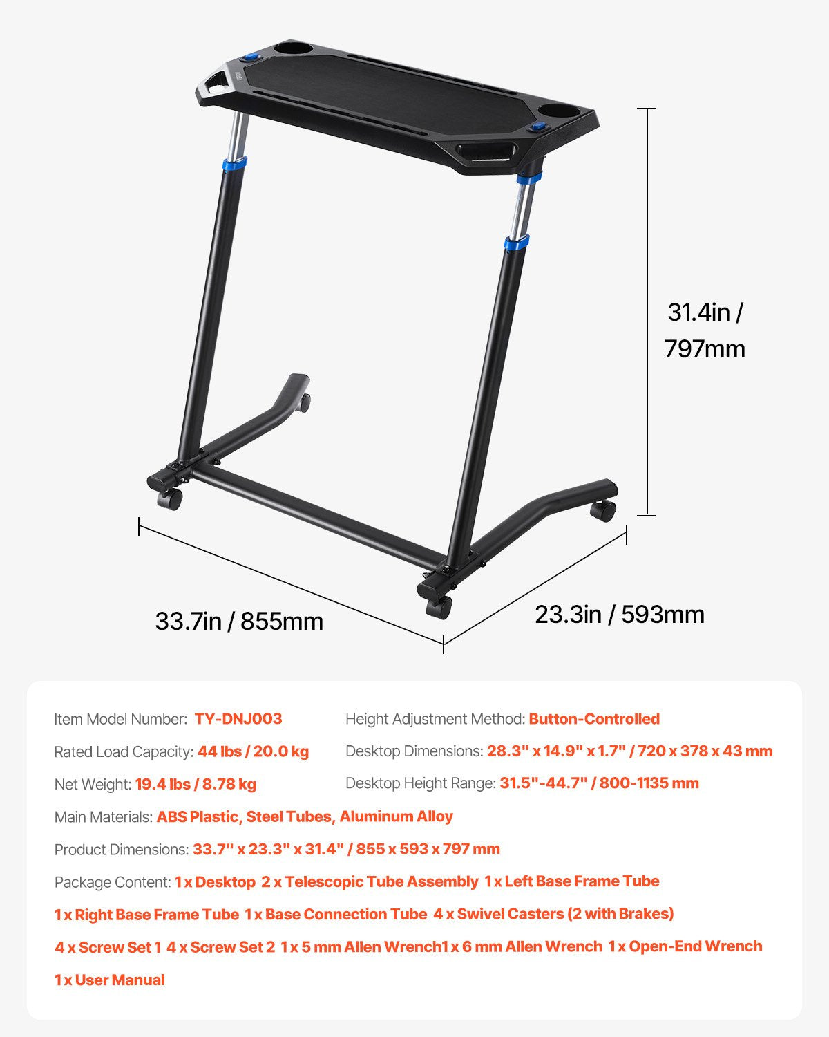 Mobile Cycling Desk Foldable Bike Trainer Fitness Desk with Lockable Wheel - Image 7