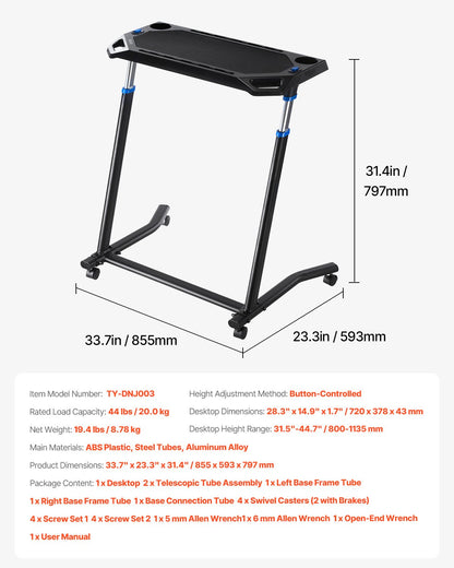 Mobile Cycling Desk Foldable Bike Trainer Fitness Desk with Lockable Wheel - Image 7