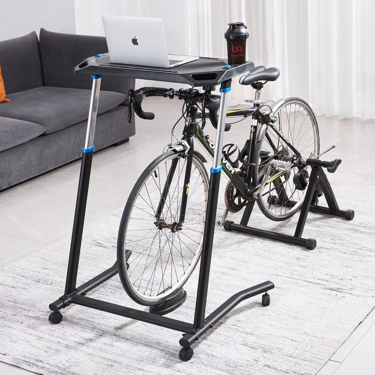 Mobile Cycling Desk Foldable Bike Trainer Fitness Desk with Lockable Wheel - Image 8
