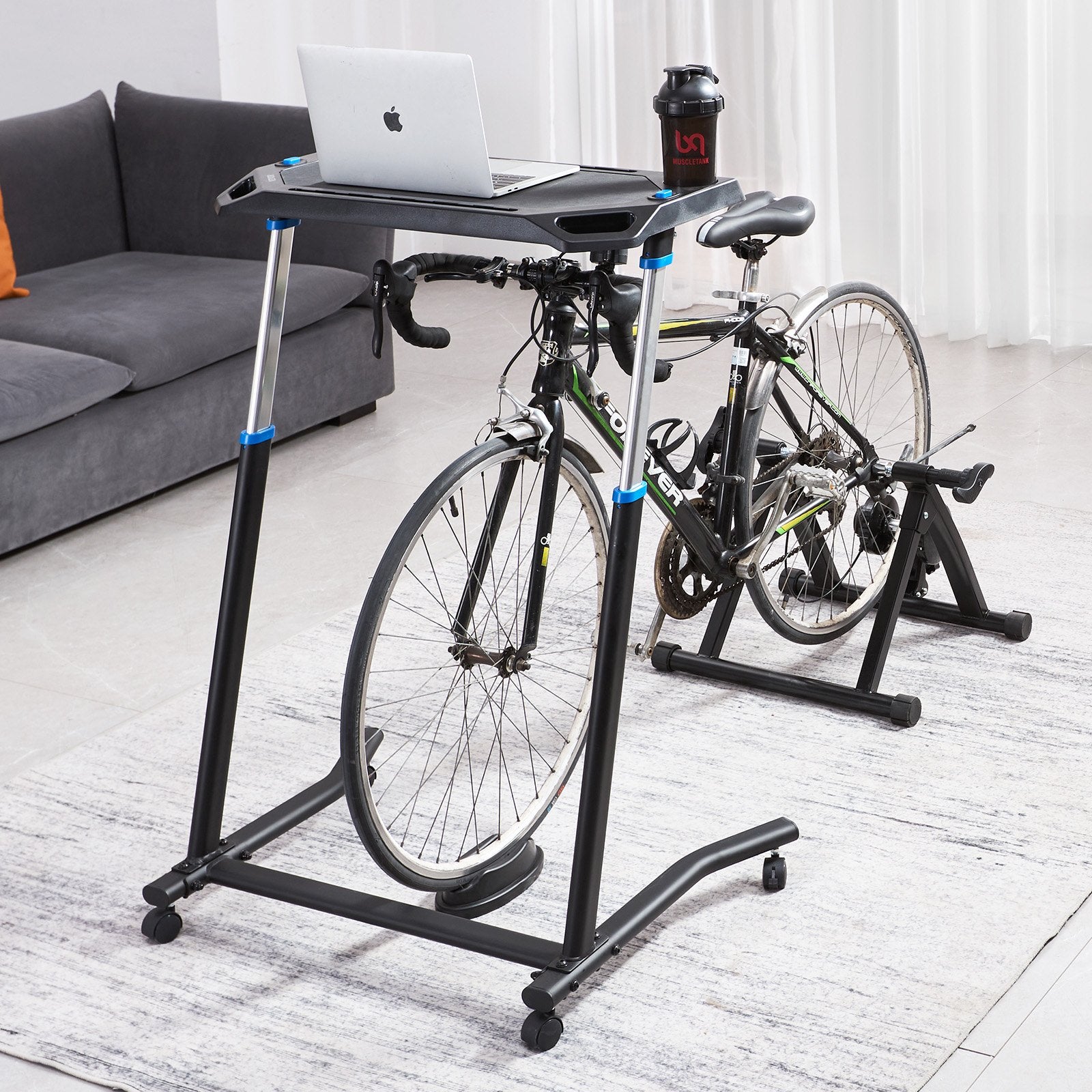 Mobile Cycling Desk Foldable Bike Trainer Fitness Desk with Lockable Wheel - Image 8