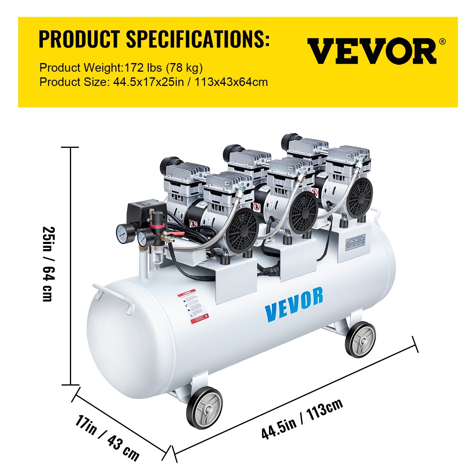Oil Free Air Compressor Air Compressor Tank 100L 3HP Ultra Silent Inflator - Image 7