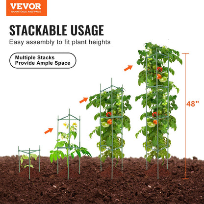6 Packs Tomato Cages for Garden, 1230 mm Tomato Trellis Plant Stakes Support, Stackable Tall Plant Support Cage, for Raised Garden Bed, Vegetables Flowers and Climbing Plants - Image 2