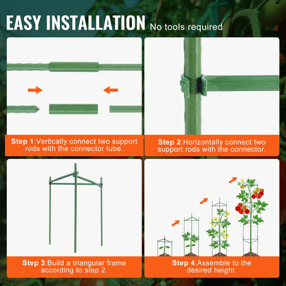 6 Packs Tomato Cages for Garden, 1230 mm Tomato Trellis Plant Stakes Support, Stackable Tall Plant Support Cage, for Raised Garden Bed, Vegetables Flowers and Climbing Plants - Image 4