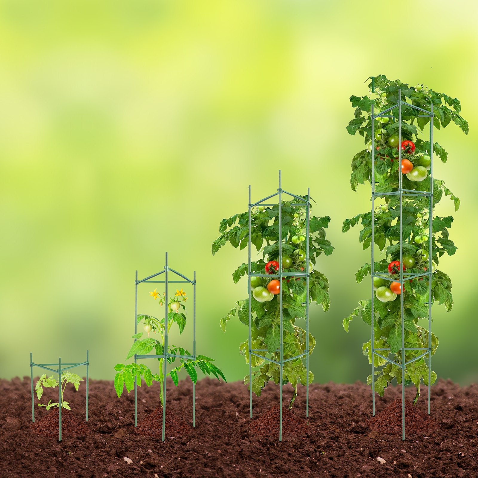 6 Packs Tomato Cages for Garden, 1230 mm Tomato Trellis Plant Stakes Support, Stackable Tall Plant Support Cage, for Raised Garden Bed, Vegetables Flowers and Climbing Plants - Image 8