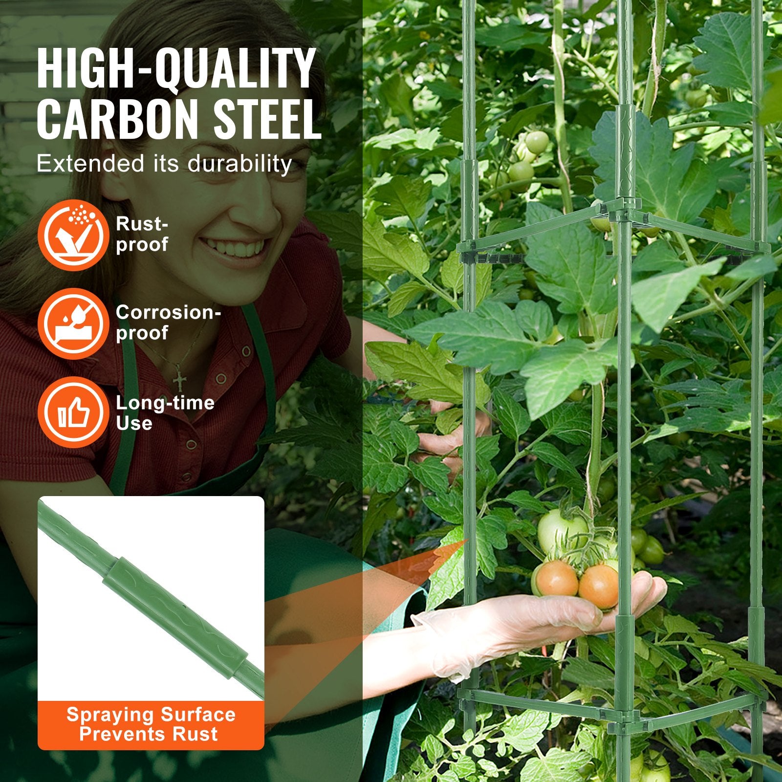 4 Packs Tomato Cages for Garden 1620 mm Tomato Plant Stakes Support Cage - Image 3