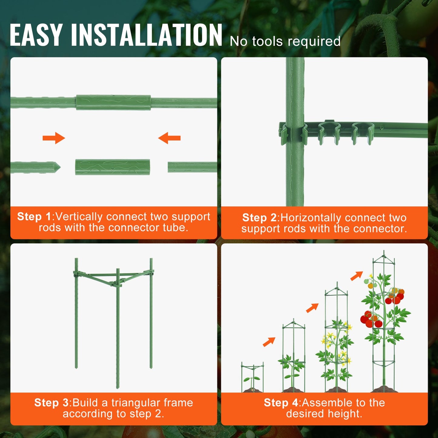 4 Packs Tomato Cages for Garden 1620 mm Tomato Plant Stakes Support Cage - Image 4
