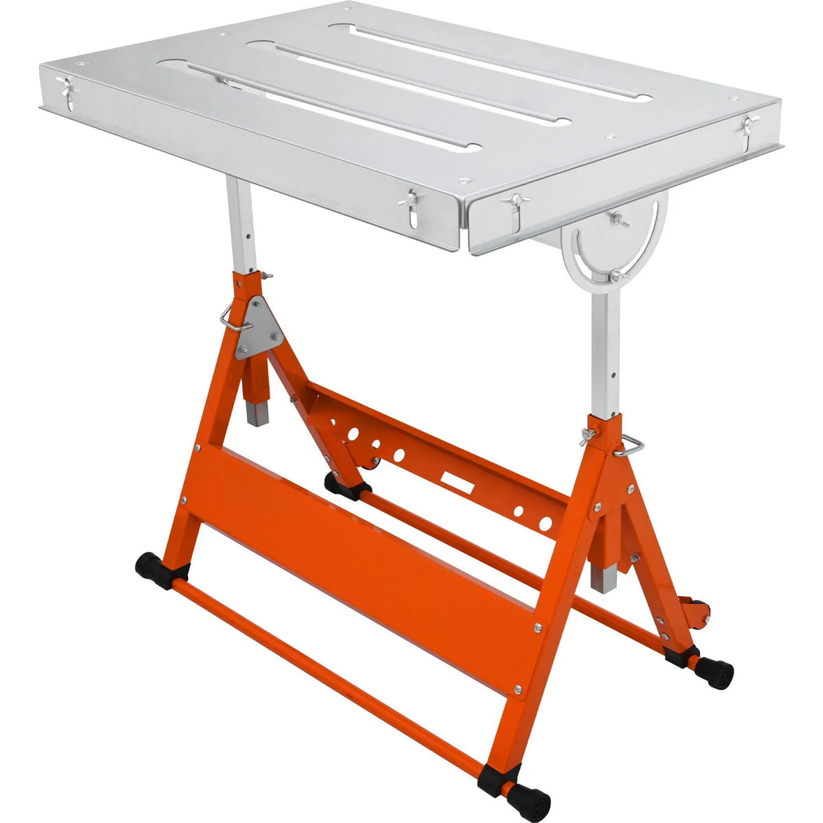Welding Table 30" x 20", 400lbs Load Capacity Steel Welding Workbench Table on Wheels, Folding Work Bench with Three 1.1" Slot, 3 Tilt Angles, Adjustable Height, Retractable Guide Rails - Image 9