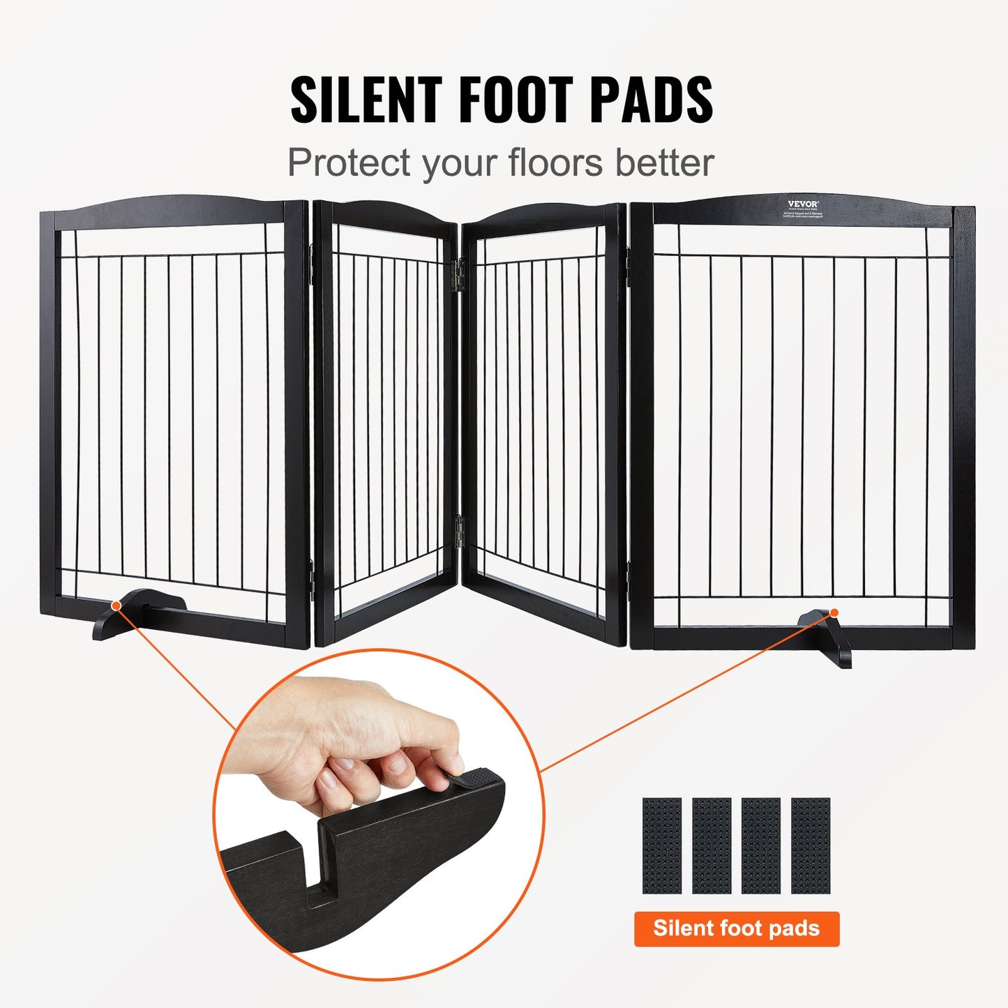 Free Standing Dog Gate 32x96.5 inch Freestanding Pet Gate Foldable Brown - Image 5