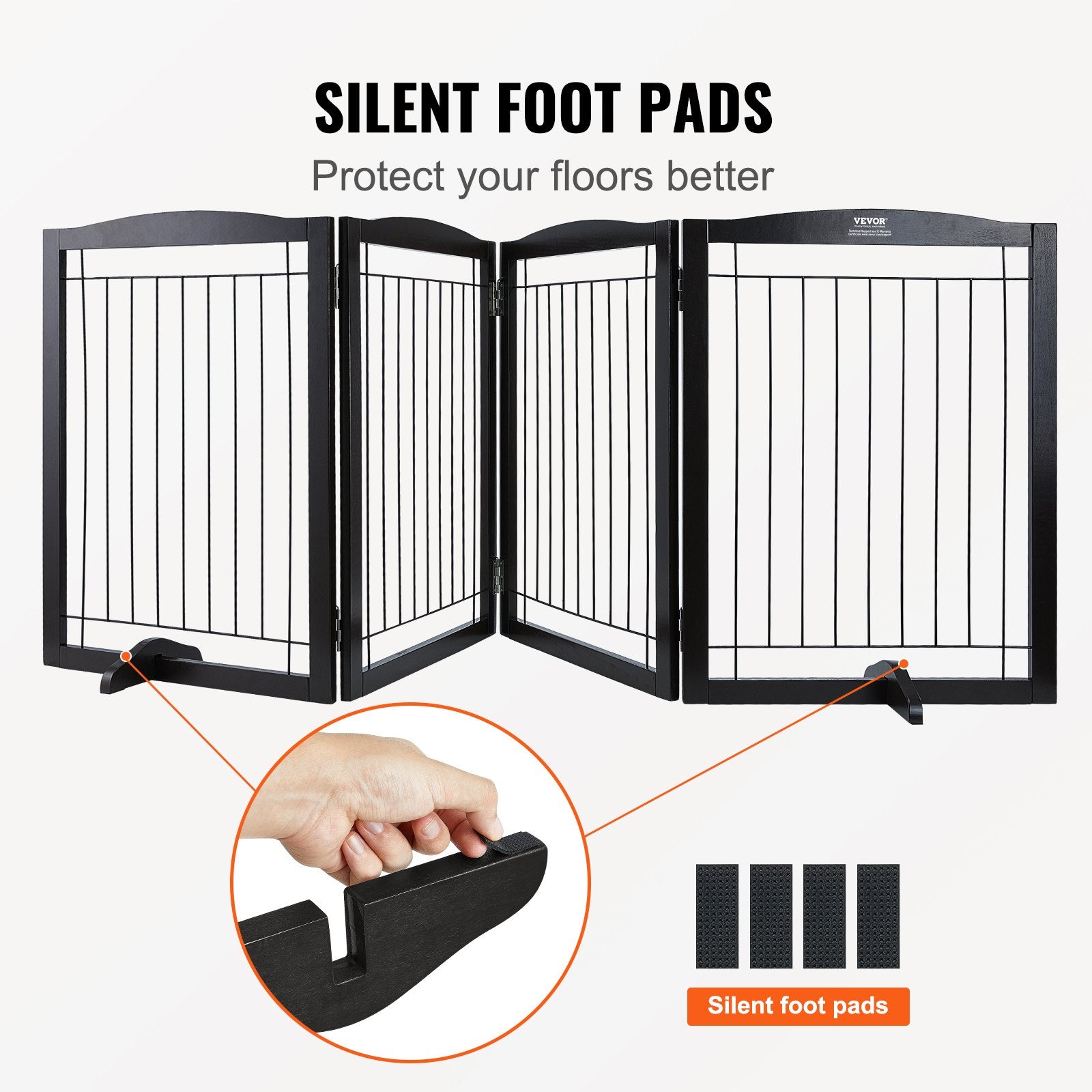 Free Standing Dog Gate 32x96.5 inch Freestanding Pet Gate Foldable Brown - Image 5