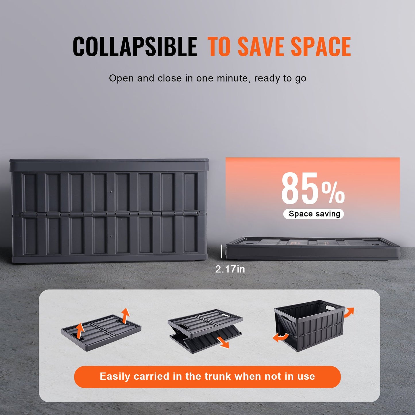 Collapsible Storage Bins with Lids, 65L 3 Packs, Folding Plastic Stackable Utility Crates with Handles, Large Heavy Duty Containers for Clothes, Toys, Books, Snack, Shoes, and Grocery Organizing - Image 3