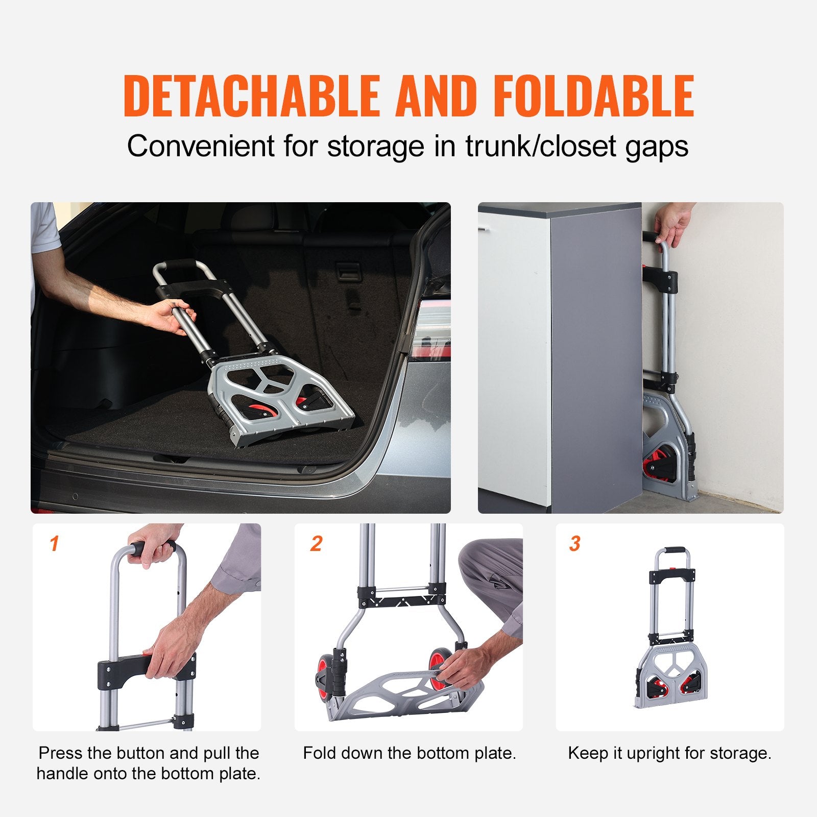 Folding Hand Truck, 80 kg Load Capacity, Aluminum Portable Cart, Convertible Hand Truck and Dolly with Telescoping Handle and Rubber Wheels, Ultra Lightweight Super Strong for Moving Warehouse - Image 6
