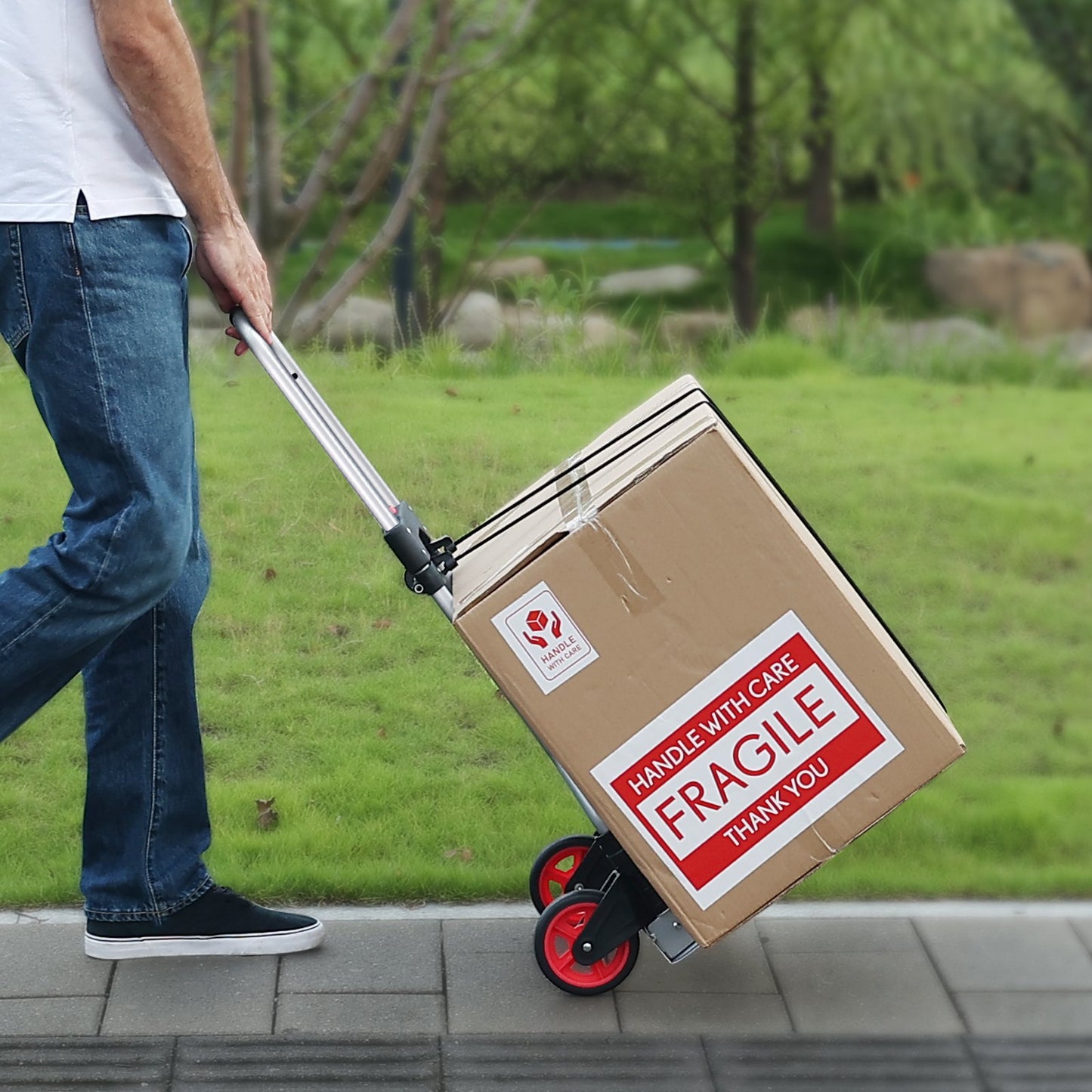 Folding Hand Truck, 80 kg Load Capacity, Aluminum Portable Cart, Convertible Hand Truck and Dolly with Telescoping Handle and Rubber Wheels, Ultra Lightweight Super Strong for Moving Warehouse - Image 8