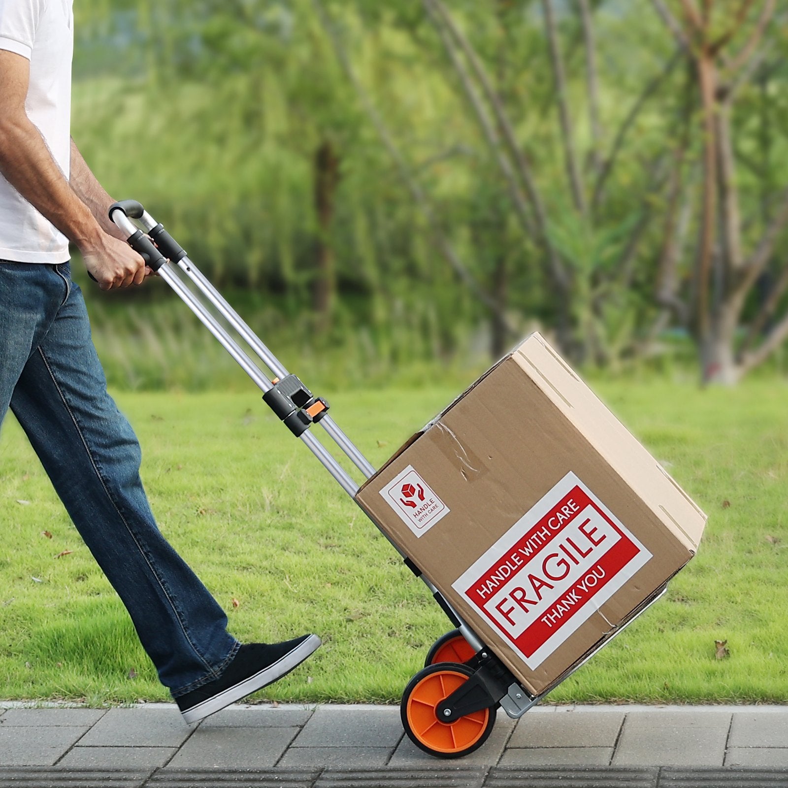 Folding Hand Truck, 140 kg Load Capacity, Aluminum Portable Cart, Convertible Hand Truck and Dolly with Telescoping Handle and PP+TPR Wheels, Ultra Lightweight Super Strong for Moving Warehouse - Image 8