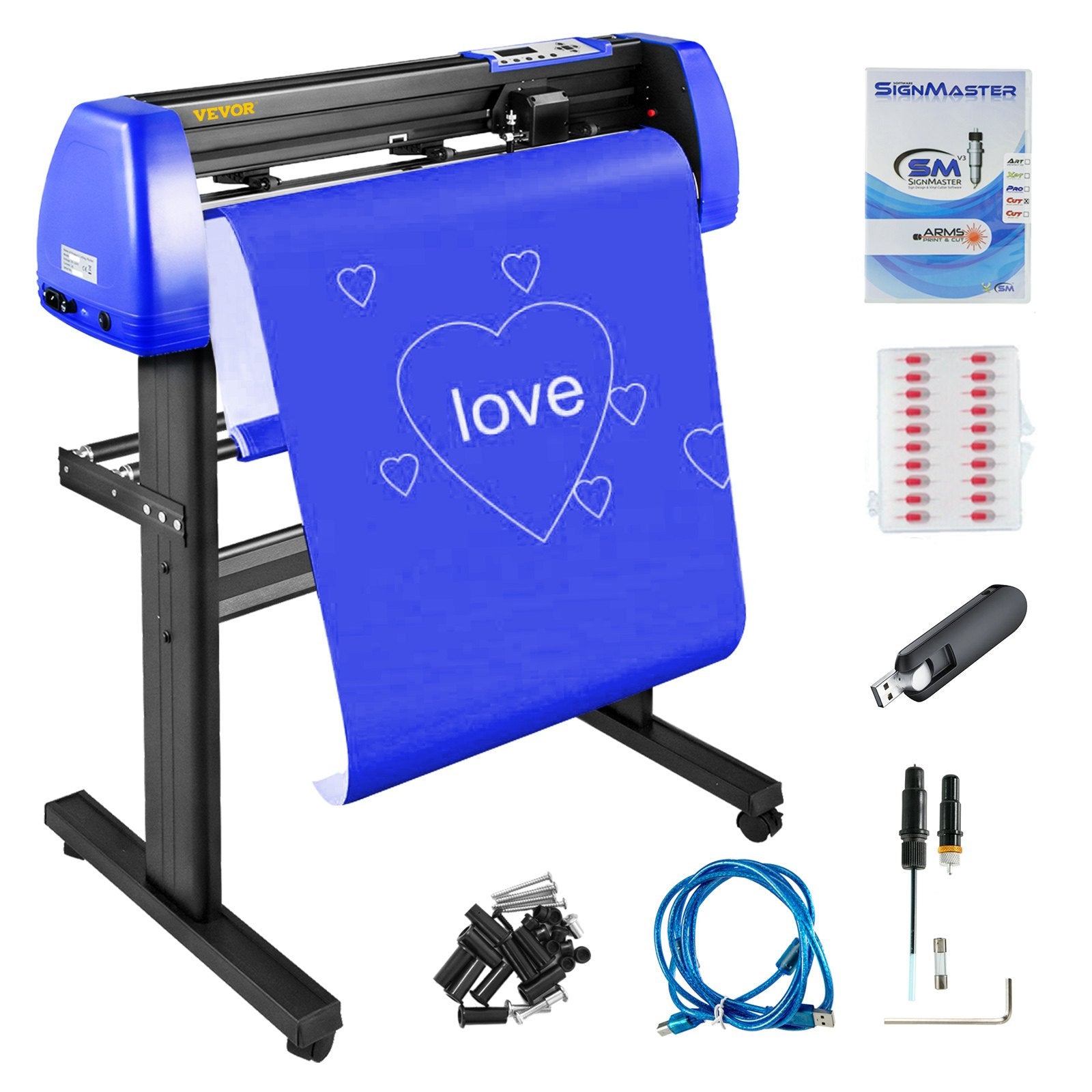 720mm Vinyl Cutter/Plotter Sign Cut Machine Software 20 Blades LCD Black