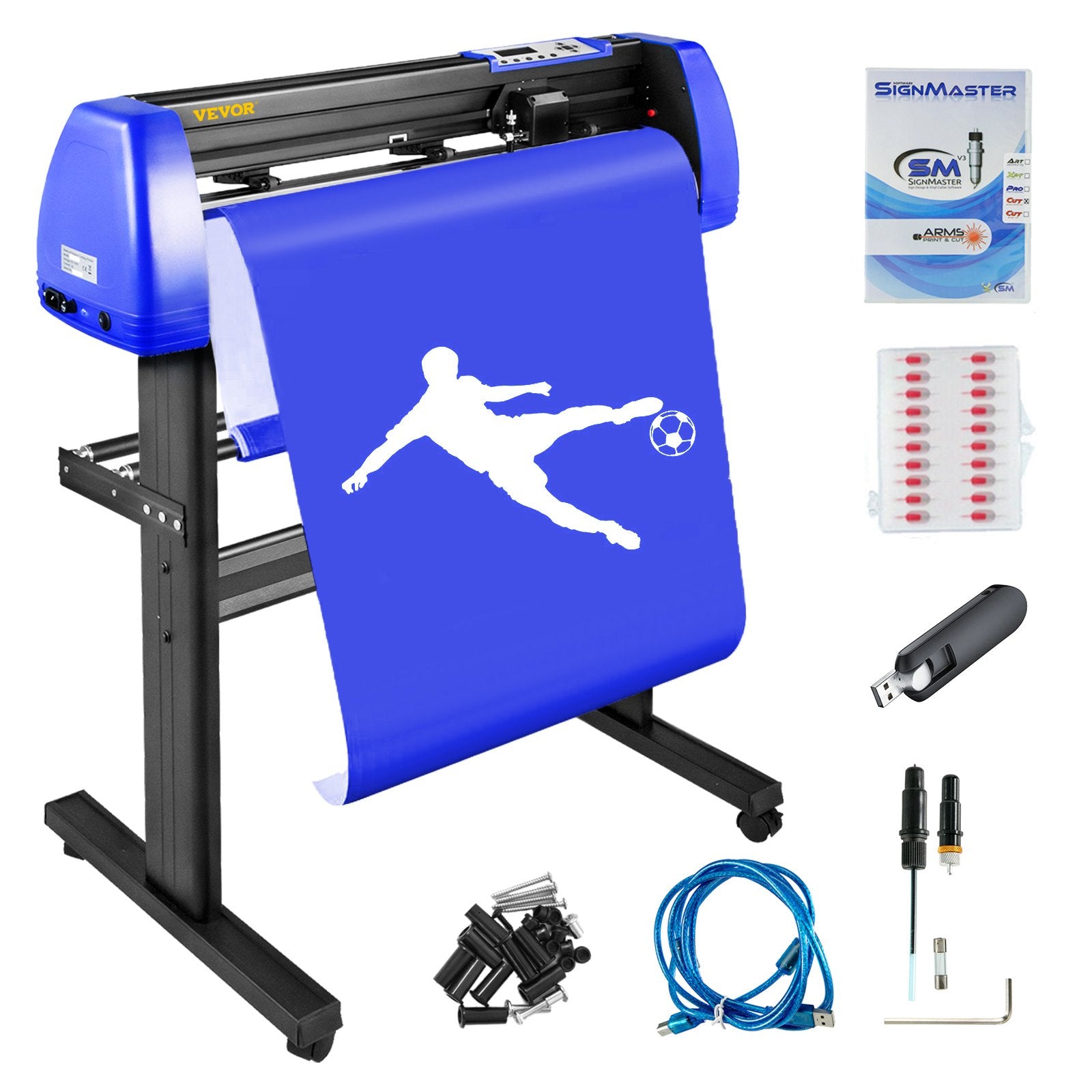 720mm Vinyl Cutter/Plotter Sign Cut Machine Software 20 Blades LCD Black - Image 8
