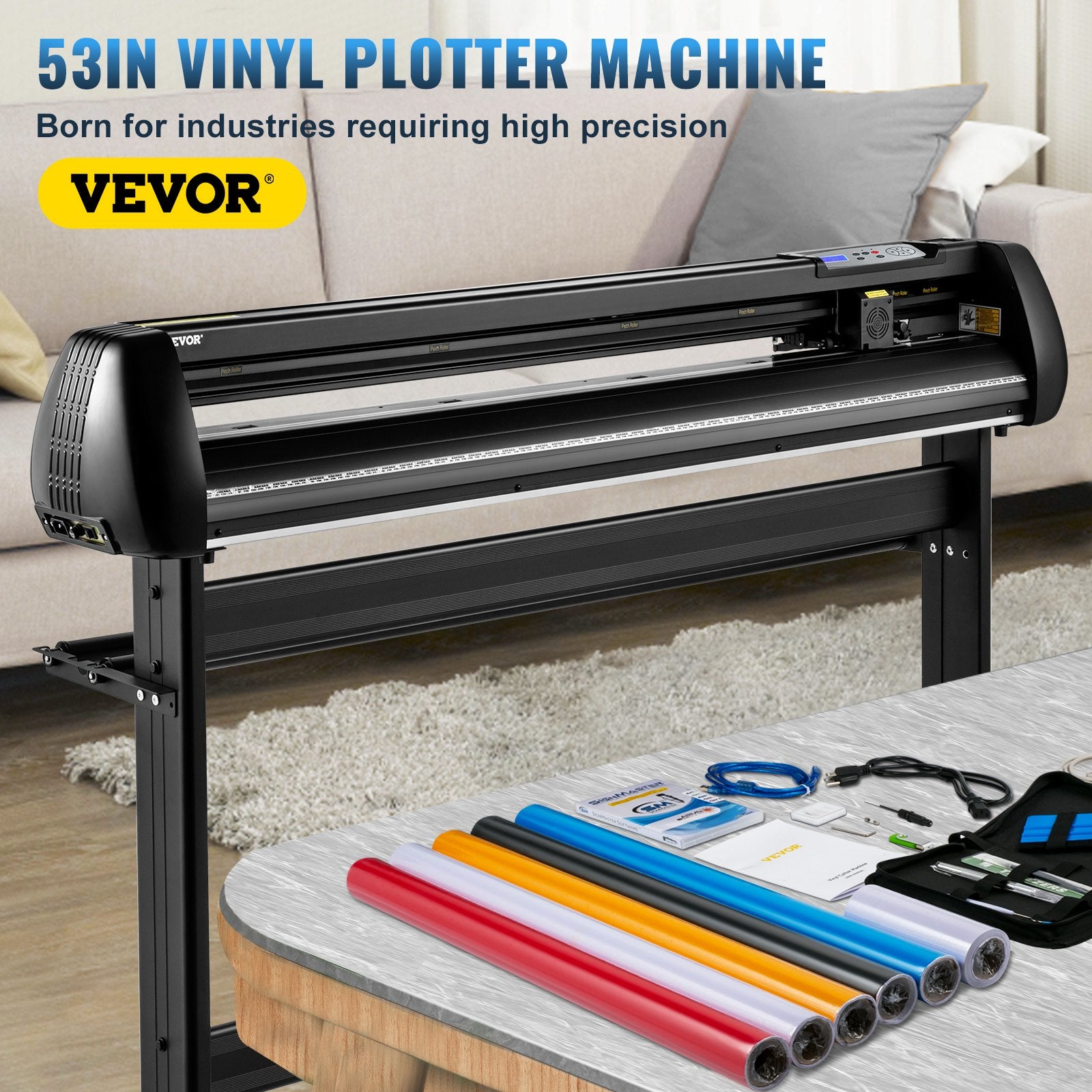 Vinyl Cutter, 53inch Vinyl Cutter Plotter with Stand, Adjustable Speed Force for Sign Making Vinyl Plotter, SignMaster Software Vinyl Tape Tools Vinyl Printer Available with COM/USB/Bluetooth - Image 2