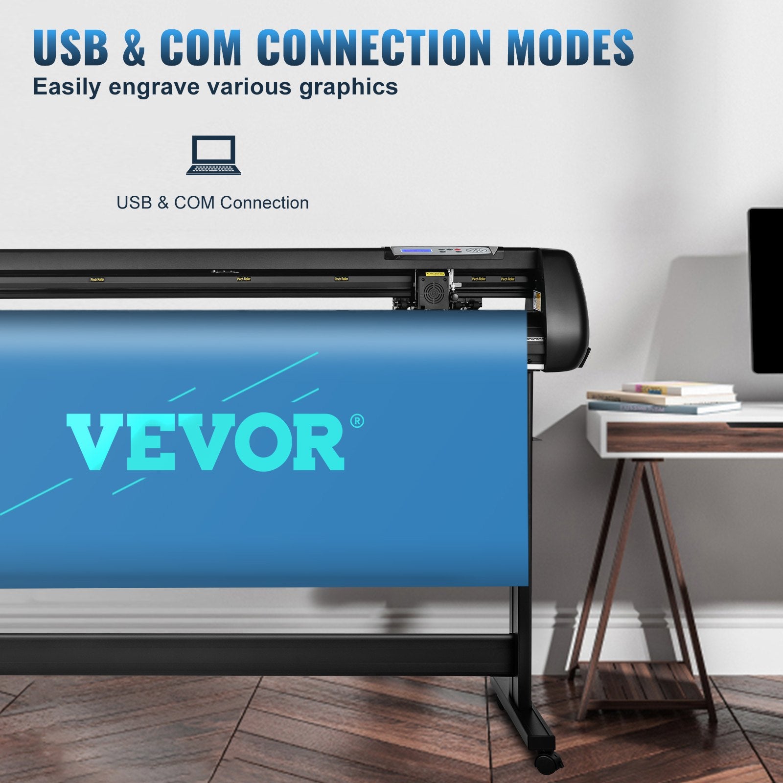 Vinyl Cutter, 53inch Vinyl Cutter Plotter with Stand, Adjustable Speed Force for Sign Making Vinyl Plotter, SignMaster Software Vinyl Tape Tools Vinyl Printer Available with COM/USB/Bluetooth - Image 4