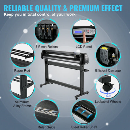 Vinyl Cutter, 53inch Vinyl Cutter Plotter with Stand, Adjustable Speed Force for Sign Making Vinyl Plotter, SignMaster Software Vinyl Tape Tools Vinyl Printer Available with COM/USB/Bluetooth - Image 5