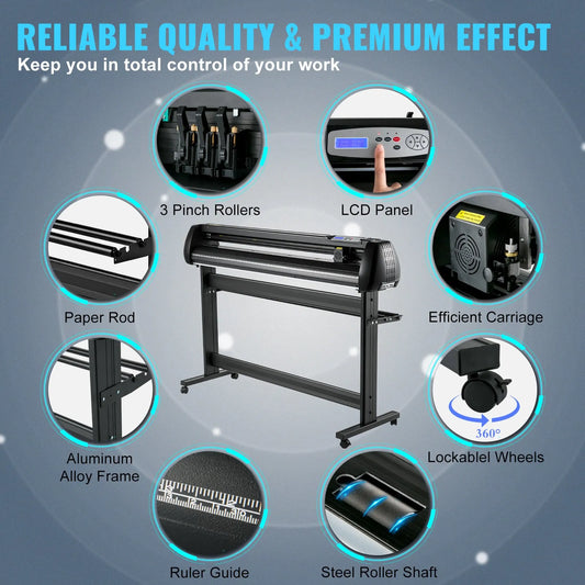 Vinyl Cutter, 53inch Vinyl Cutter Plotter with Stand, Adjustable Speed Force for Sign Making Vinyl Plotter, SignMaster Software Vinyl Tape Tools Vinyl Printer Available with COM/USB/Bluetooth - Image 5