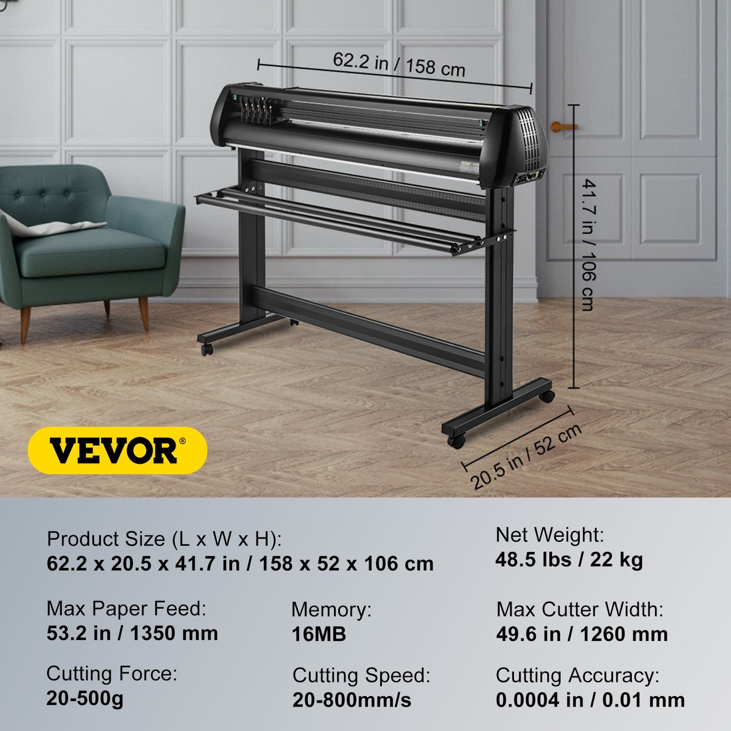 Vinyl Cutter, 53inch Vinyl Cutter Plotter with Stand, Adjustable Speed Force for Sign Making Vinyl Plotter, SignMaster Software Vinyl Tape Tools Vinyl Printer Available with COM/USB/Bluetooth - Image 7