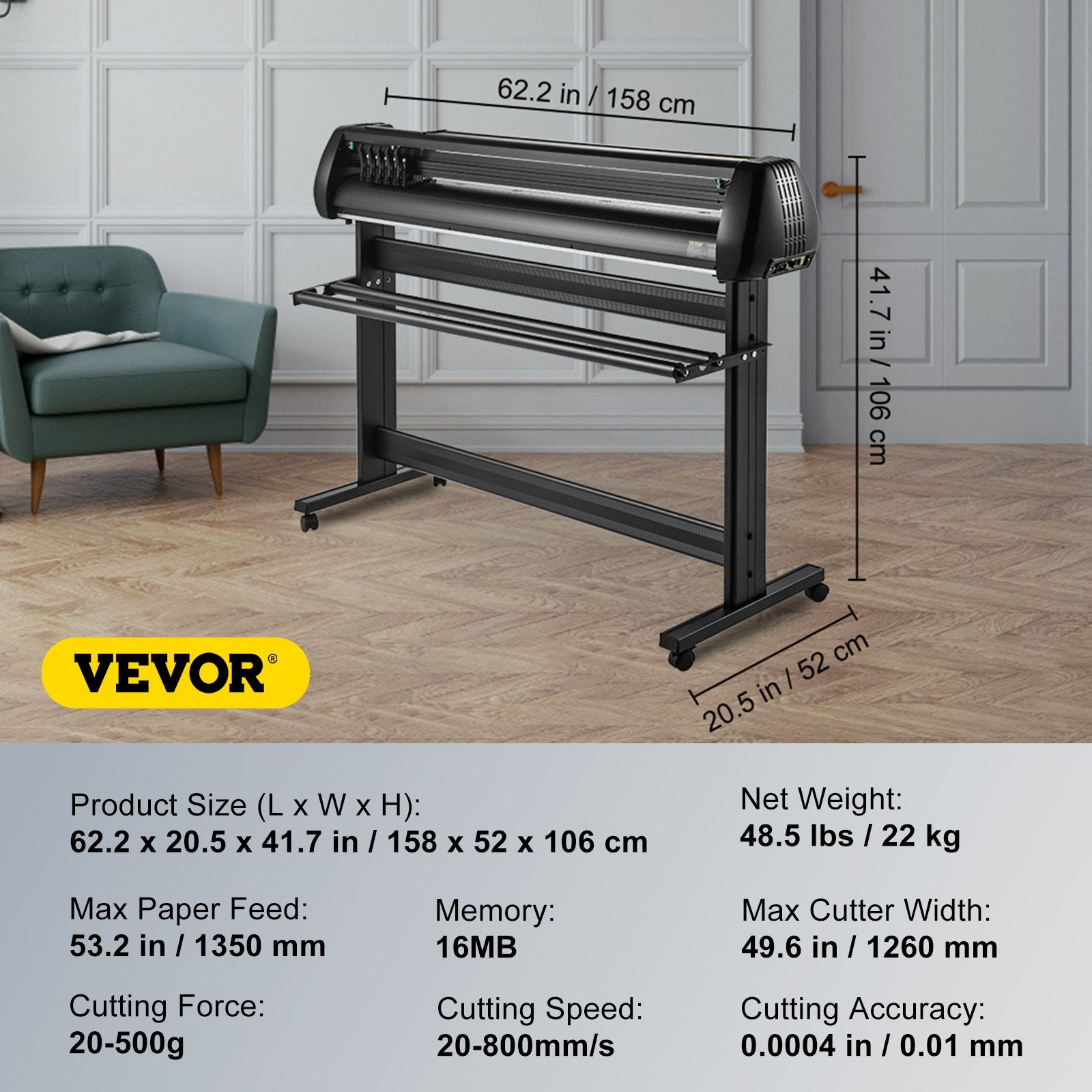 Vinyl Cutter, 53inch Vinyl Cutter Plotter with Stand, Adjustable Speed Force for Sign Making Vinyl Plotter, SignMaster Software Vinyl Tape Tools Vinyl Printer Available with COM/USB/Bluetooth - Image 7