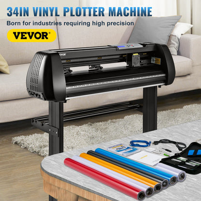 Vinyl Cutter Machine, 34inch Cutting Plotter, Offline Cutting Machine Kit Mobile Bluetooth, Precise Roller Shaft High Accuracy Adjustable Speed & Force, DIY SignMaster Software Blade for Windows - Image 2
