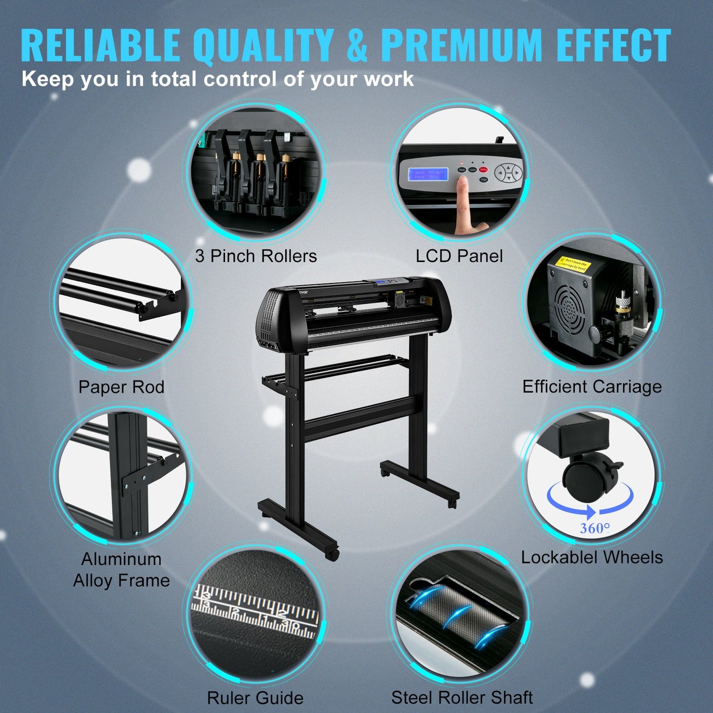 Vinyl Cutter Machine, 34inch Cutting Plotter, Offline Cutting Machine Kit Mobile Bluetooth, Precise Roller Shaft High Accuracy Adjustable Speed & Force, DIY SignMaster Software Blade for Windows - Image 5