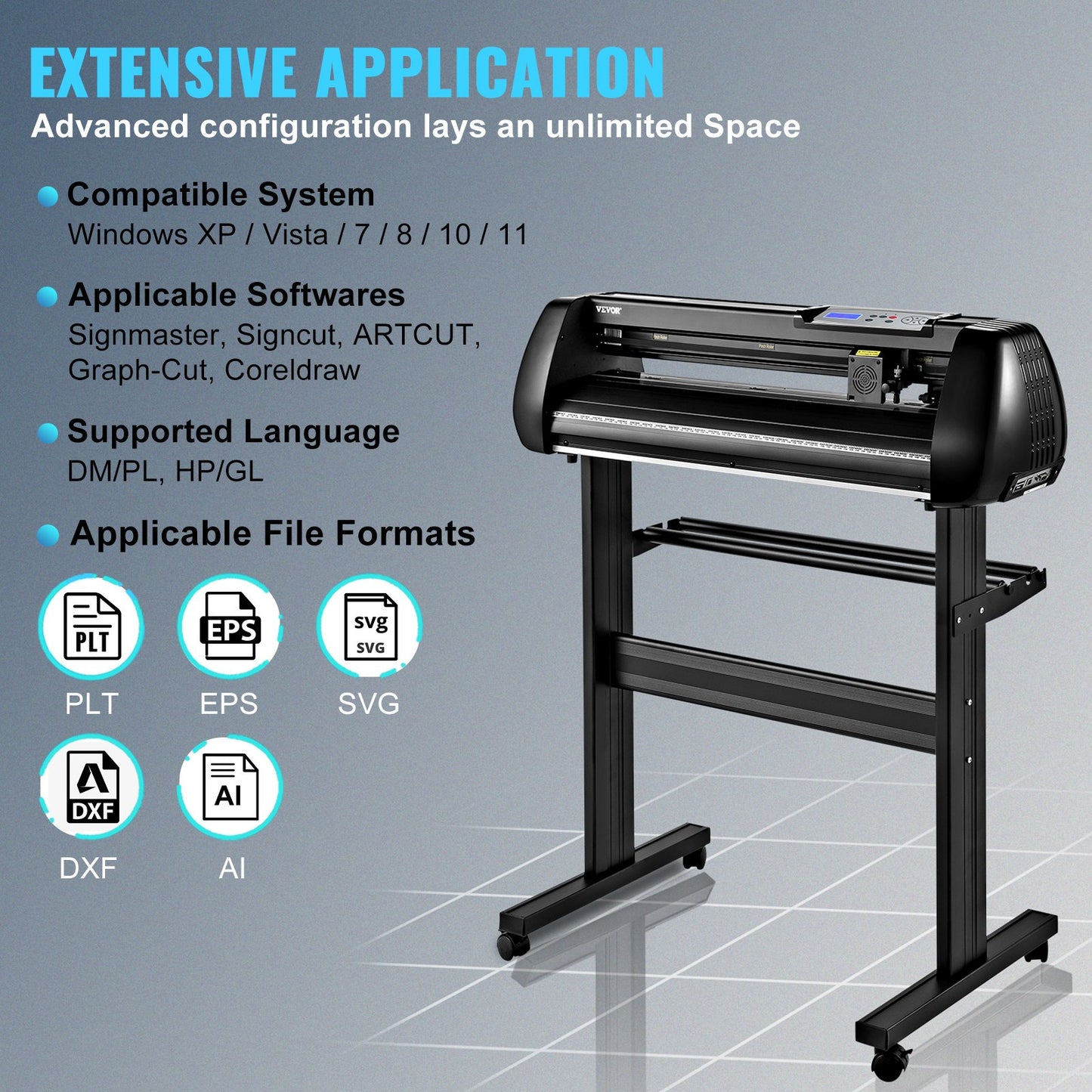 Vinyl Cutter Machine, 34inch Cutting Plotter, Offline Cutting Machine Kit Mobile Bluetooth, Precise Roller Shaft High Accuracy Adjustable Speed & Force, DIY SignMaster Software Blade for Windows - Image 6