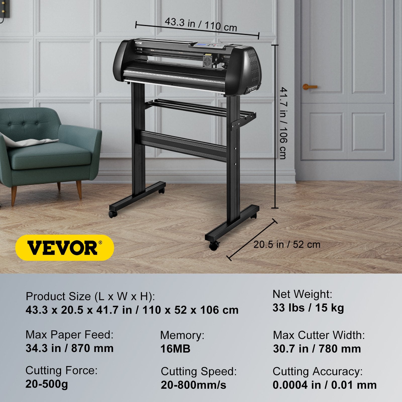 Vinyl Cutter Machine, 34inch Cutting Plotter, Offline Cutting Machine Kit Mobile Bluetooth, Precise Roller Shaft High Accuracy Adjustable Speed & Force, DIY SignMaster Software Blade for Windows - Image 7