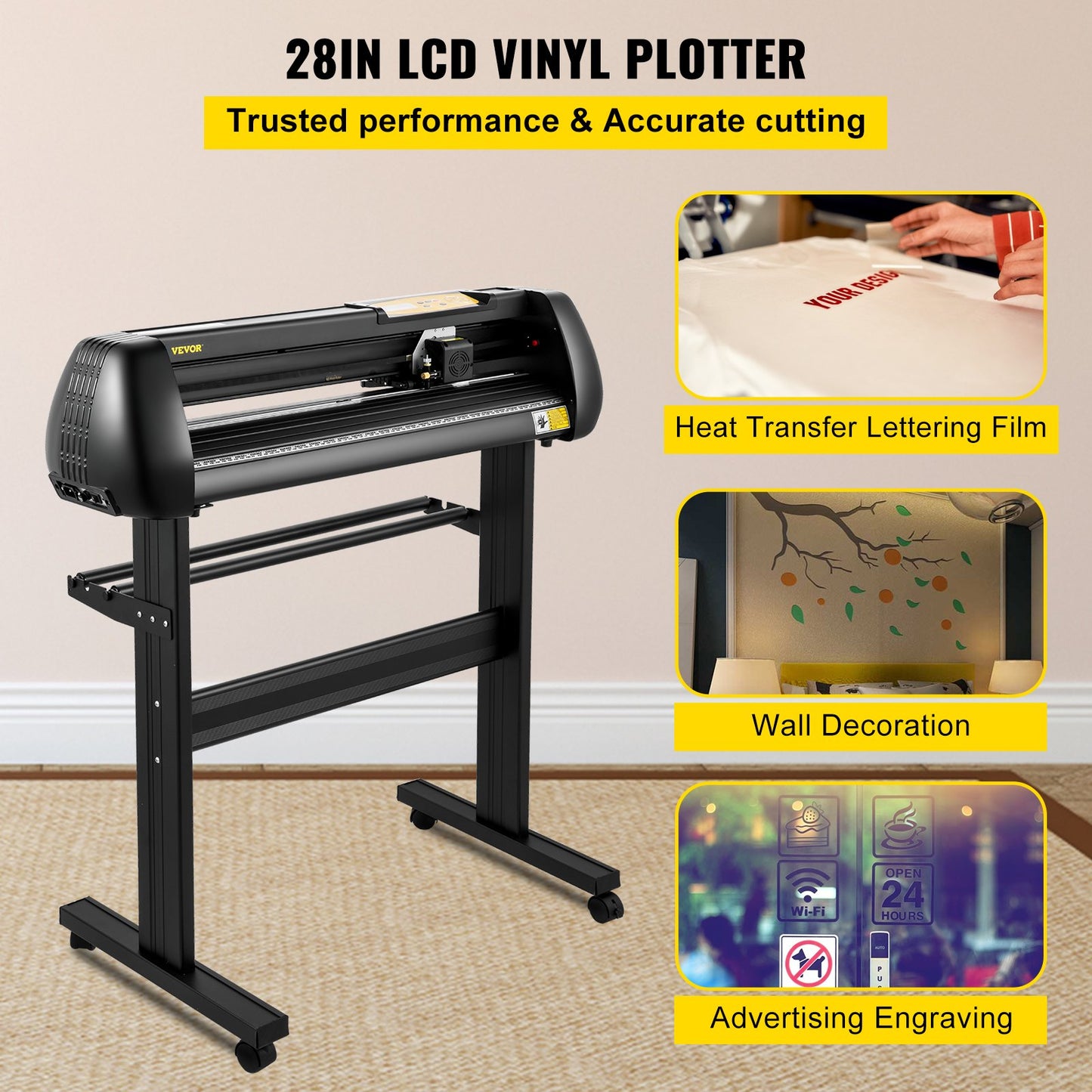 Vinyl Cutter, 28inch Paper Feed Cutting Plotter Bundle, Adjustable Force & Speed Vinyl Printer with Powerful Stepper Motors, Signmaster Software Bundle Kit Compatible with Windows System - Image 2