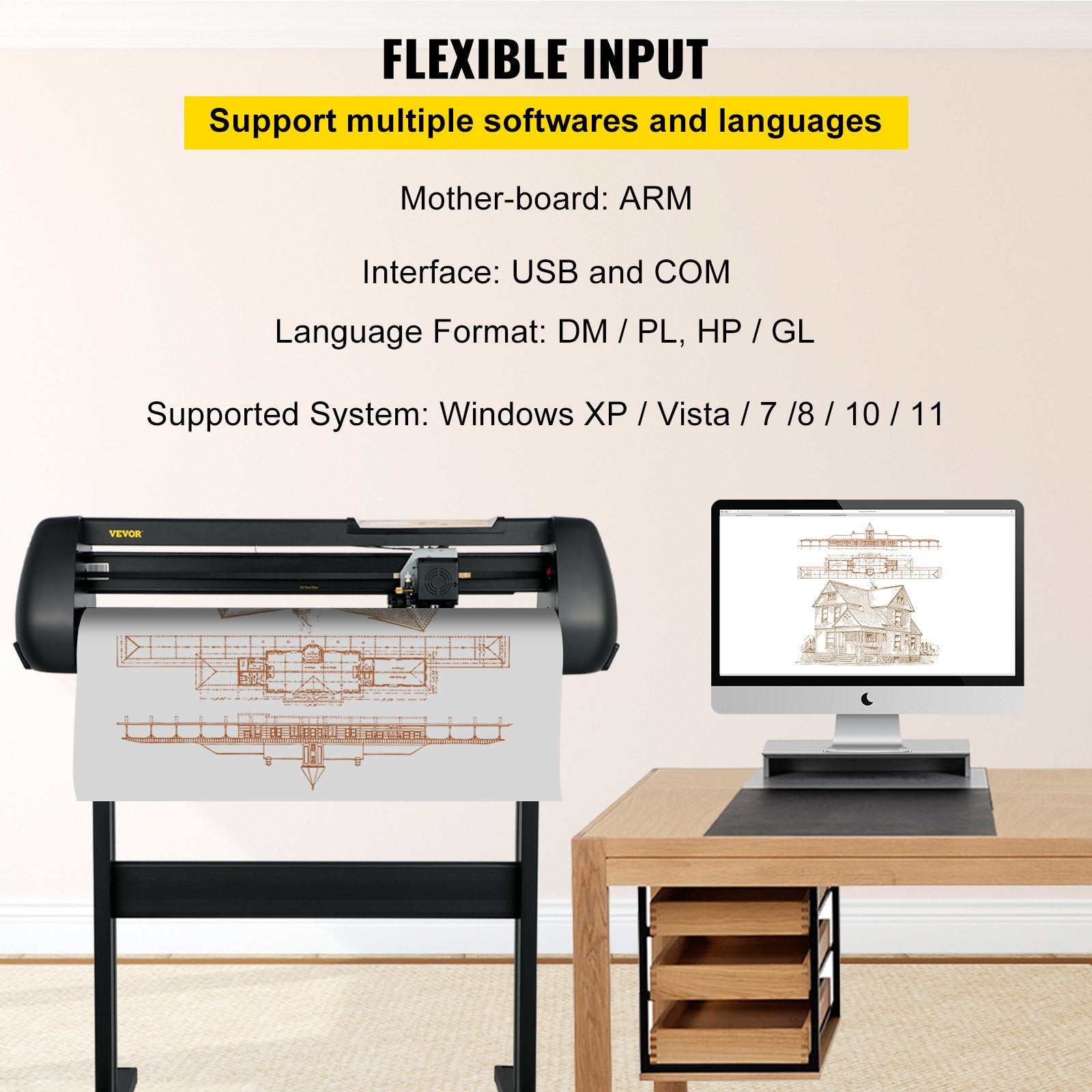 Vinyl Cutter, 28inch Paper Feed Cutting Plotter Bundle, Adjustable Force & Speed Vinyl Printer with Powerful Stepper Motors, Signmaster Software Bundle Kit Compatible with Windows System - Image 5