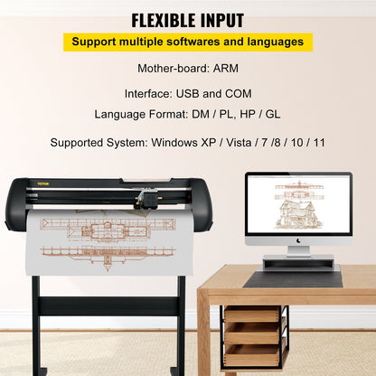 Vinyl Cutter, 28inch Paper Feed Cutting Plotter Bundle, Adjustable Force & Speed Vinyl Printer with Powerful Stepper Motors, Signmaster Software Bundle Kit Compatible with Windows System - Image 5