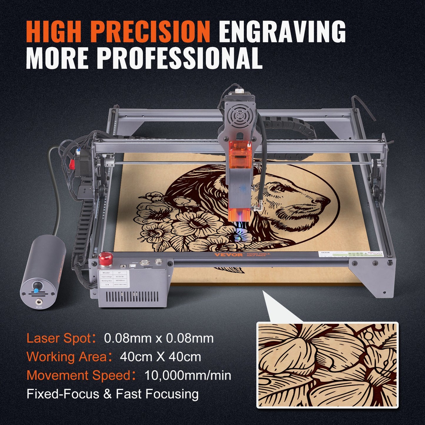 Laser Engraver, 10W Output Laser Engraving Machine, 15.7" x 15.7" Large Working Area, 10000mm/min Movement Speed, Compressed Spot with Eye Protection, Laser Cutter for Wood, Metal, Acrylic - Image 3