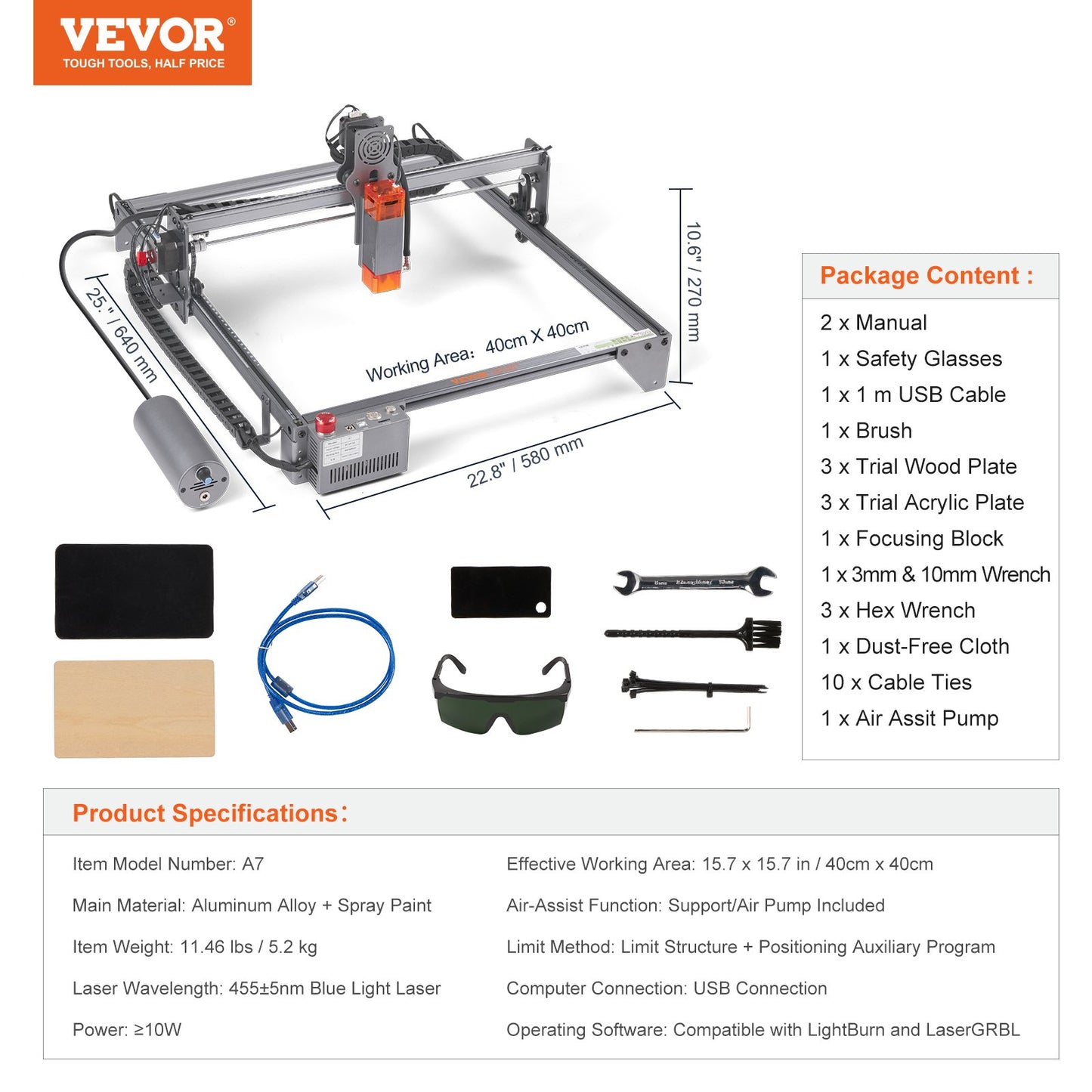 Laser Engraver, 10W Output Laser Engraving Machine, 15.7" x 15.7" Large Working Area, 10000mm/min Movement Speed, Compressed Spot with Eye Protection, Laser Cutter for Wood, Metal, Acrylic - Image 7