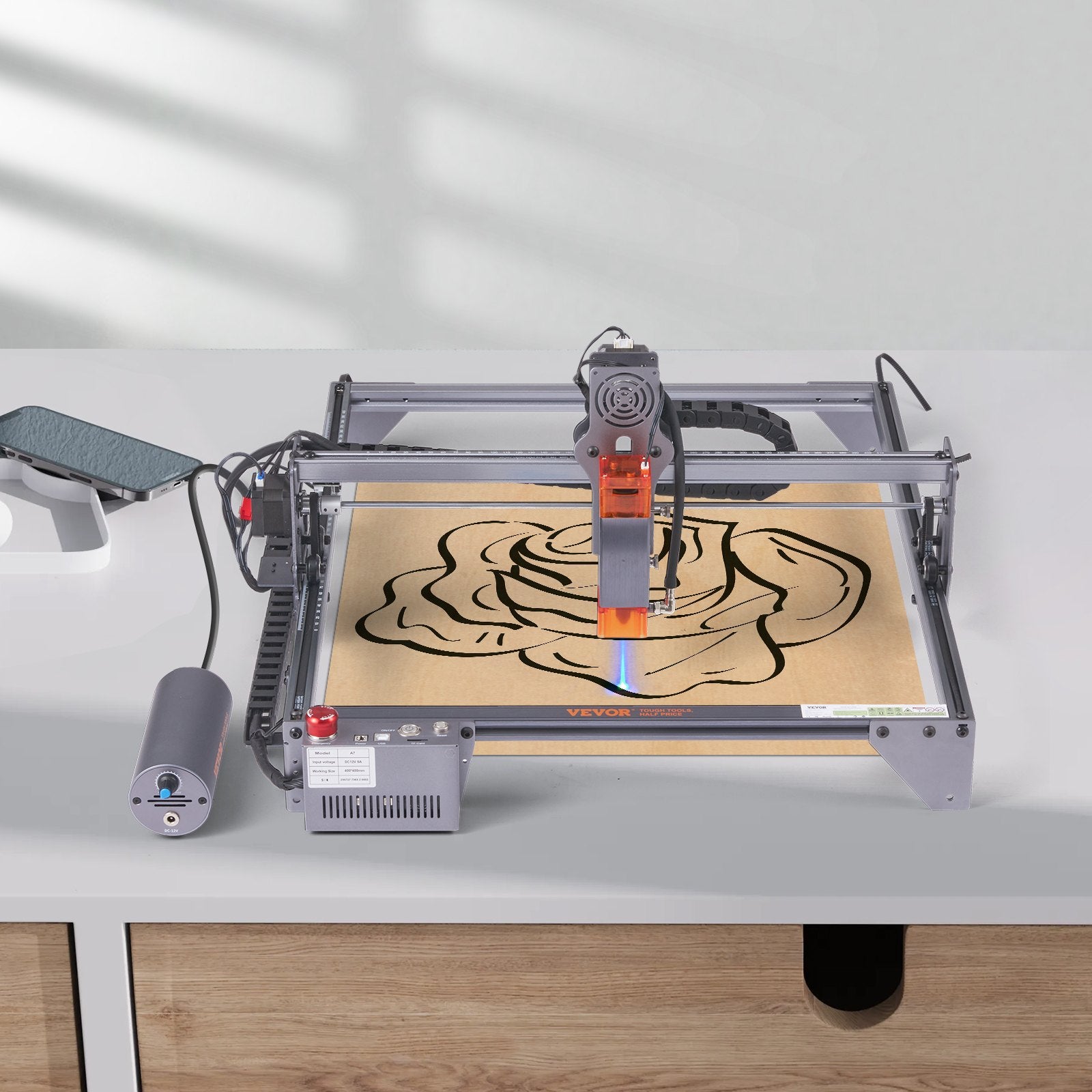 Laser Engraver, 10W Output Laser Engraving Machine, 15.7" x 15.7" Large Working Area, 10000mm/min Movement Speed, Compressed Spot with Eye Protection, Laser Cutter for Wood, Metal, Acrylic - Image 8