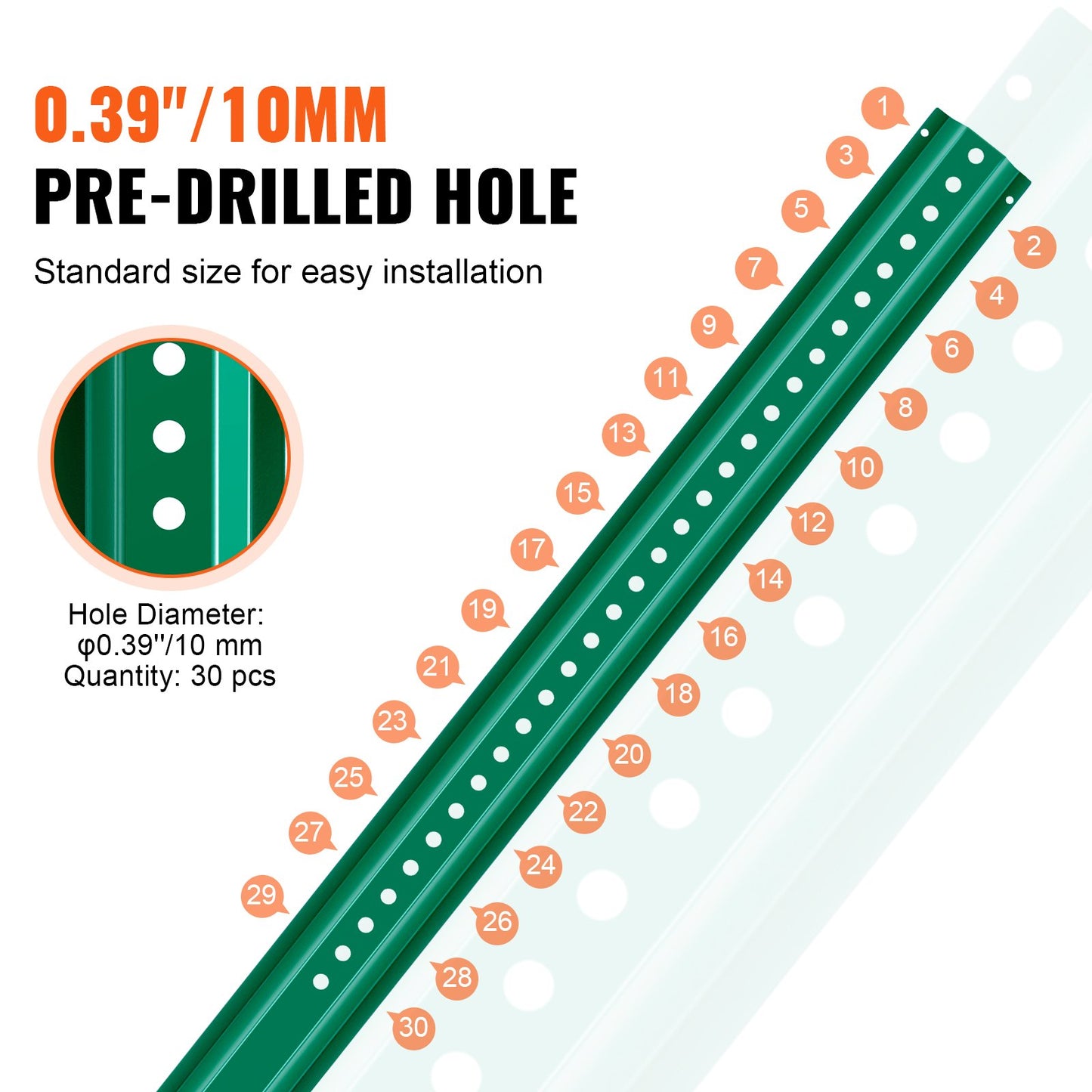 6FT U-Channel Sign Post, 4Pack Green Heavy Duty Steel Fixed Fence Post, Steel Fence U-Channel Sign for Garden, Courtyard, Farm or Traffic Intersection - Image 3