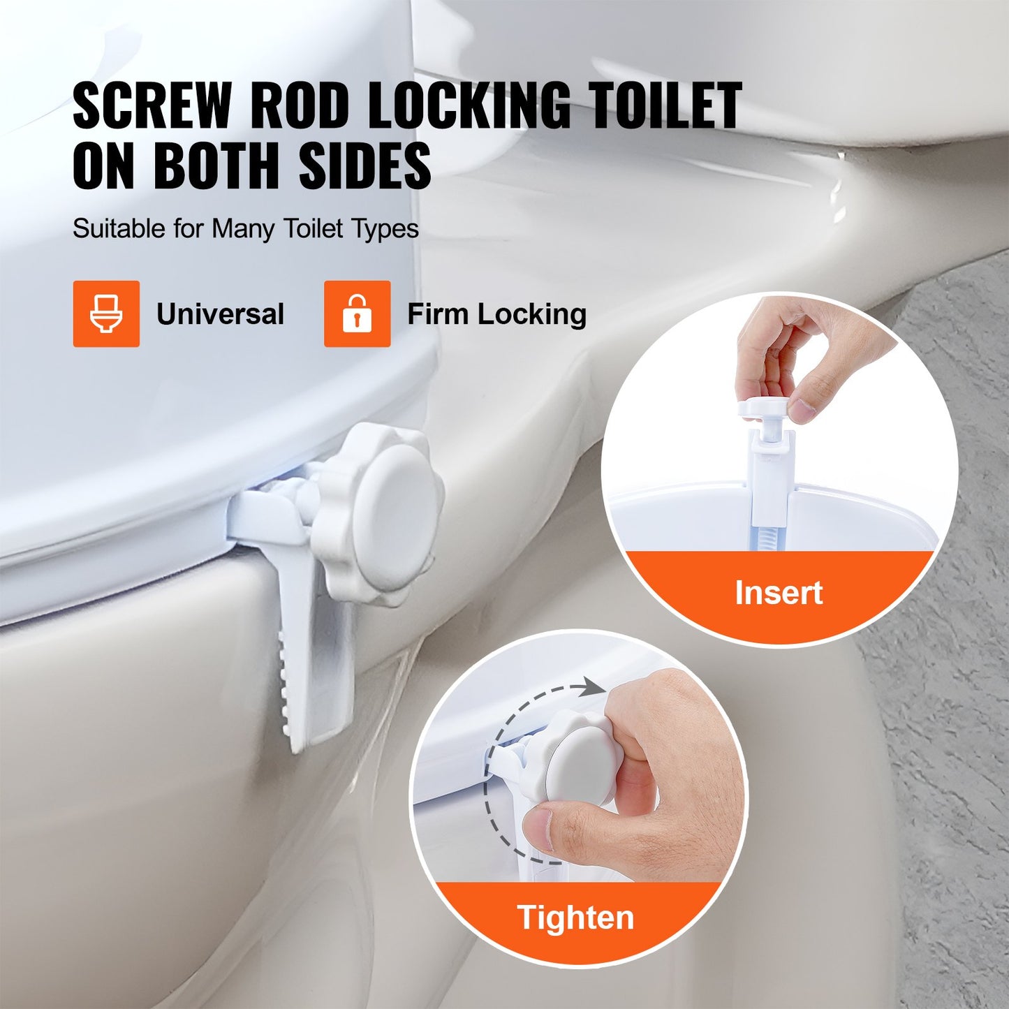 Raised Toilet Seat, 100 mm Height Raised, 136 kg Weight Capacity, Universal Toilet Seat Riser, Screw Rod Locking, with Toilet Seat, for Elderly, Handicap, Patient, Pregnant, Medical - Image 3