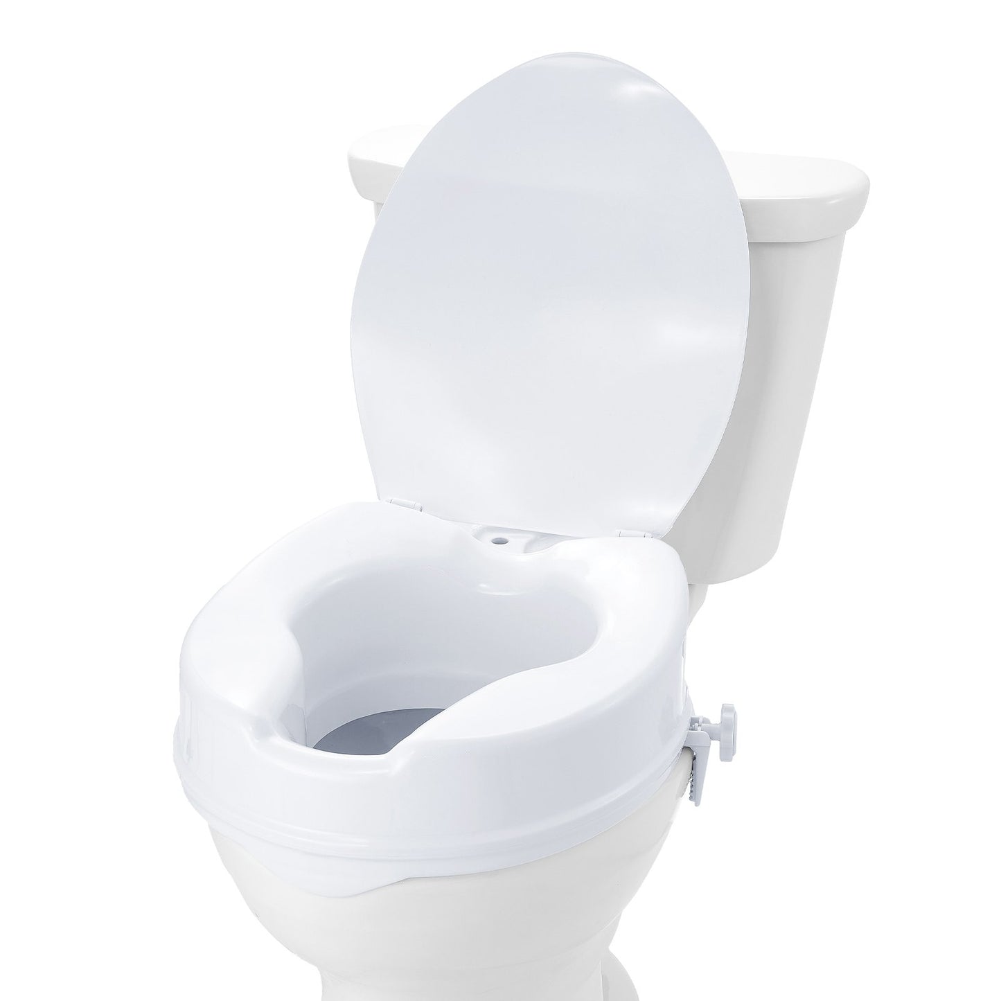 Raised Toilet Seat, 100 mm Height Raised, 136 kg Weight Capacity, Universal Toilet Seat Riser, Screw Rod Locking, with Toilet Seat, for Elderly, Handicap, Patient, Pregnant, Medical - Image 9