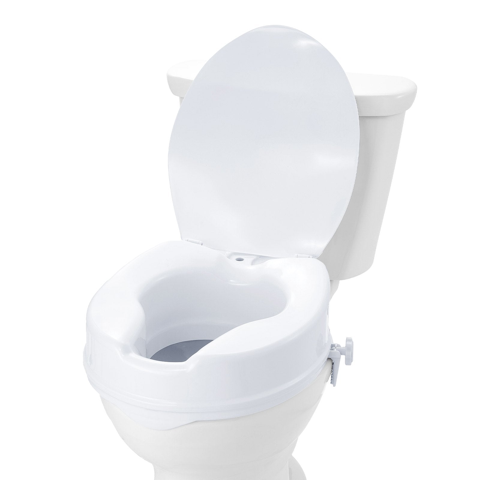Raised Toilet Seat, 100 mm Height Raised, 136 kg Weight Capacity, Universal Toilet Seat Riser, Screw Rod Locking, with Toilet Seat, for Elderly, Handicap, Patient, Pregnant, Medical - Image 9