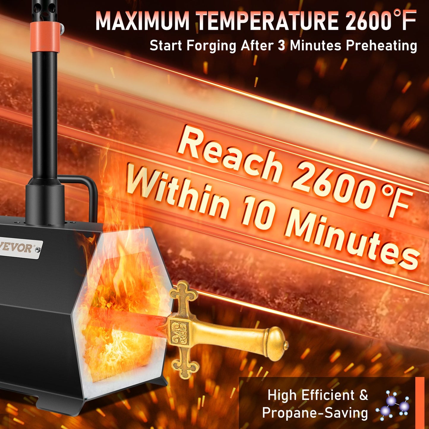 Propane Forge Portable, Single Burner Tool and Knife Making, Large Capacity Blacksmith Farrier Forges, Mini Furnace Blacksmithing, Gas Forging Tools and Equipment, Complete Kit - Image 3
