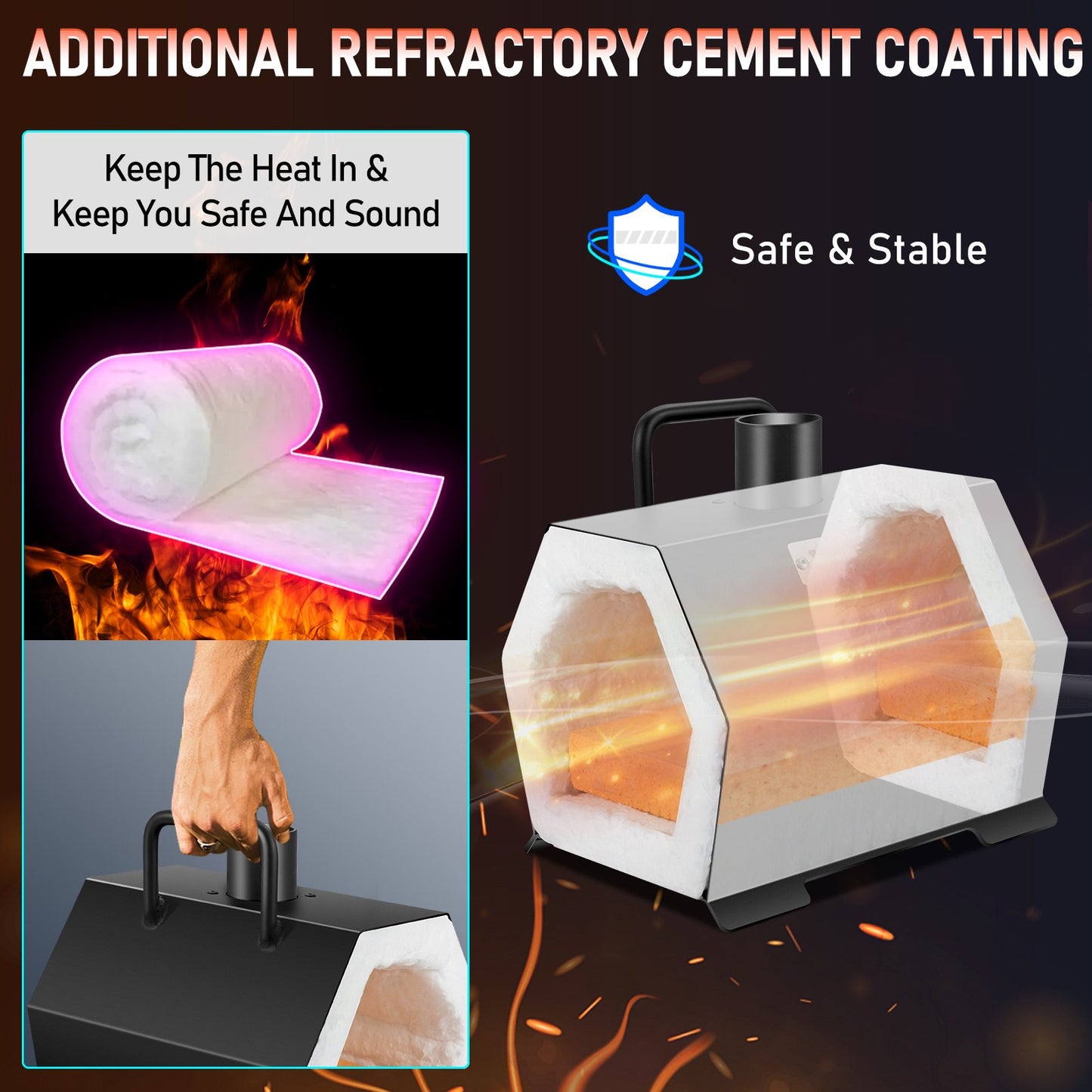Propane Forge Portable, Single Burner Tool and Knife Making, Large Capacity Blacksmith Farrier Forges, Mini Furnace Blacksmithing, Gas Forging Tools and Equipment, Complete Kit - Image 6
