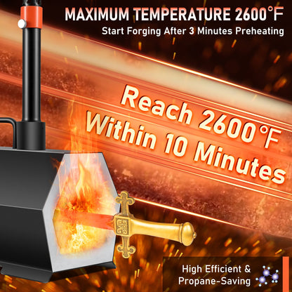 Propane Forge Portable, Double Burner Tool and Knife Making, Large Capacity Blacksmith Farrier Forges, Mini Furnace Blacksmithing, Gas Forging Tools and Equipment, Complete Kit - Image 3