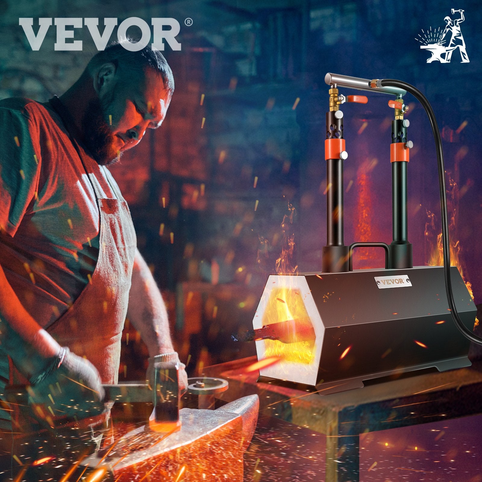 Propane Forge Portable, Double Burner Tool and Knife Making, Large Capacity Blacksmith Farrier Forges, Mini Furnace Blacksmithing, Gas Forging Tools and Equipment, Complete Kit - Image 8