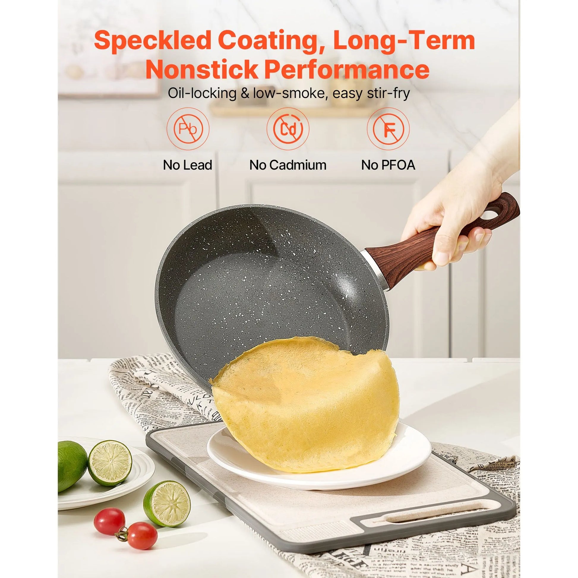 Frying Pan Skillet, Aluminum Egg Fry Pans, 3 Piece Set (250, 280, 325 mm), Nonsitck Heavy-Duty Skillets with Heat-Resistant Handle, Chef's Kitchen Cookware, for Gas, Electric, Induction, Grey - Image 4
