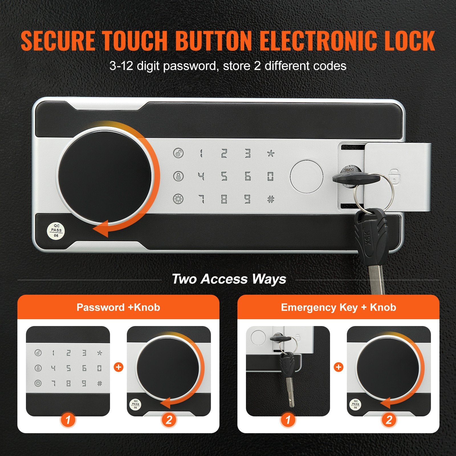 1.7 Cub Depository Safe, Deposit Safe with Drop Slot, Electronic Code Lock and 2 Emergency Keys, 17.71'' x 13.77'' x 13.77'' Business Drop Slot Safe for Cash, Mail in Home, Hotel, Office - Image 4