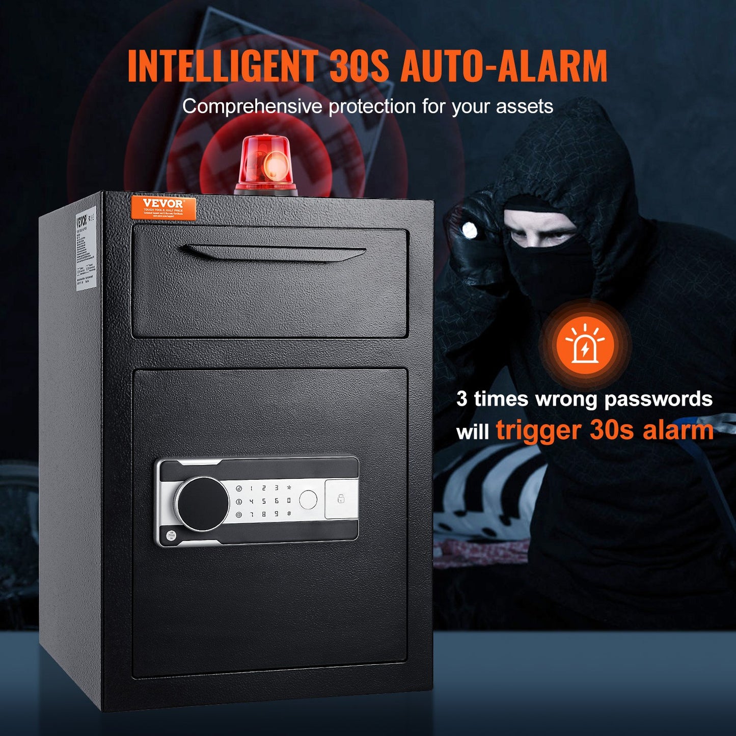 2.5 Cub Depository Safe, Deposit Safe with Drop Slot, Electronic Code Lock and 2 Emergency Keys, 20.27'' x 13.97'' x 13.97'' Business Drop Slot Safe for Cash, Mail in Home, Hotel, Office - Image 5