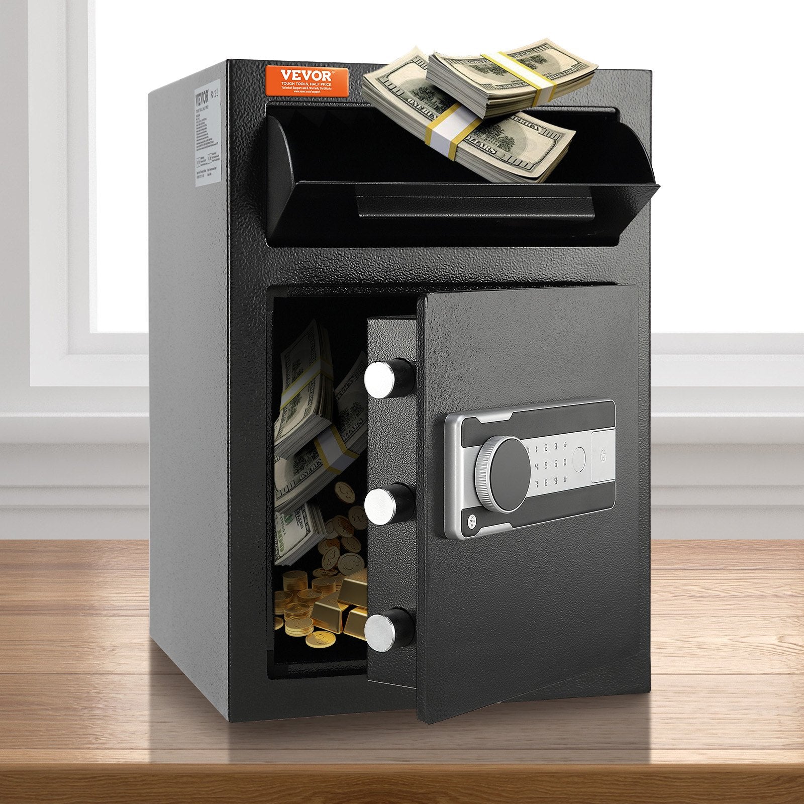 2.5 Cub Depository Safe, Deposit Safe with Drop Slot, Electronic Code Lock and 2 Emergency Keys, 20.27'' x 13.97'' x 13.97'' Business Drop Slot Safe for Cash, Mail in Home, Hotel, Office - Image 8