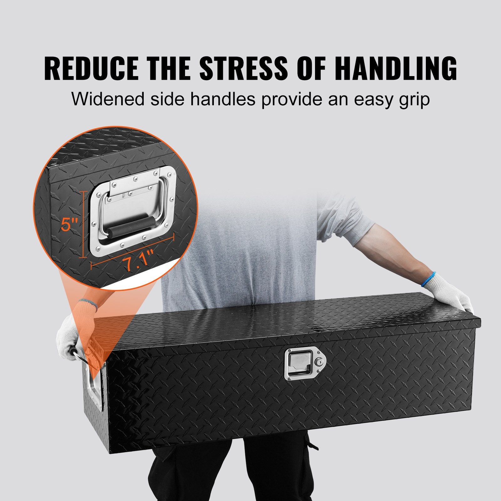 Heavy Duty Aluminum Truck Bed Tool Box, Diamond Plate Tool Box with Side Handle and Lock Keys, Storage Tool Box Chest Box Organizer for Pickup, Truck Bed, RV, Trailer, 990 x 330 x 254 mm, Black - Image 5